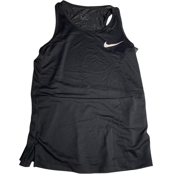 Girls Nike Black Tank Top High Neck Striped Sheer Racerback Size Large - Picture 5 of 11
